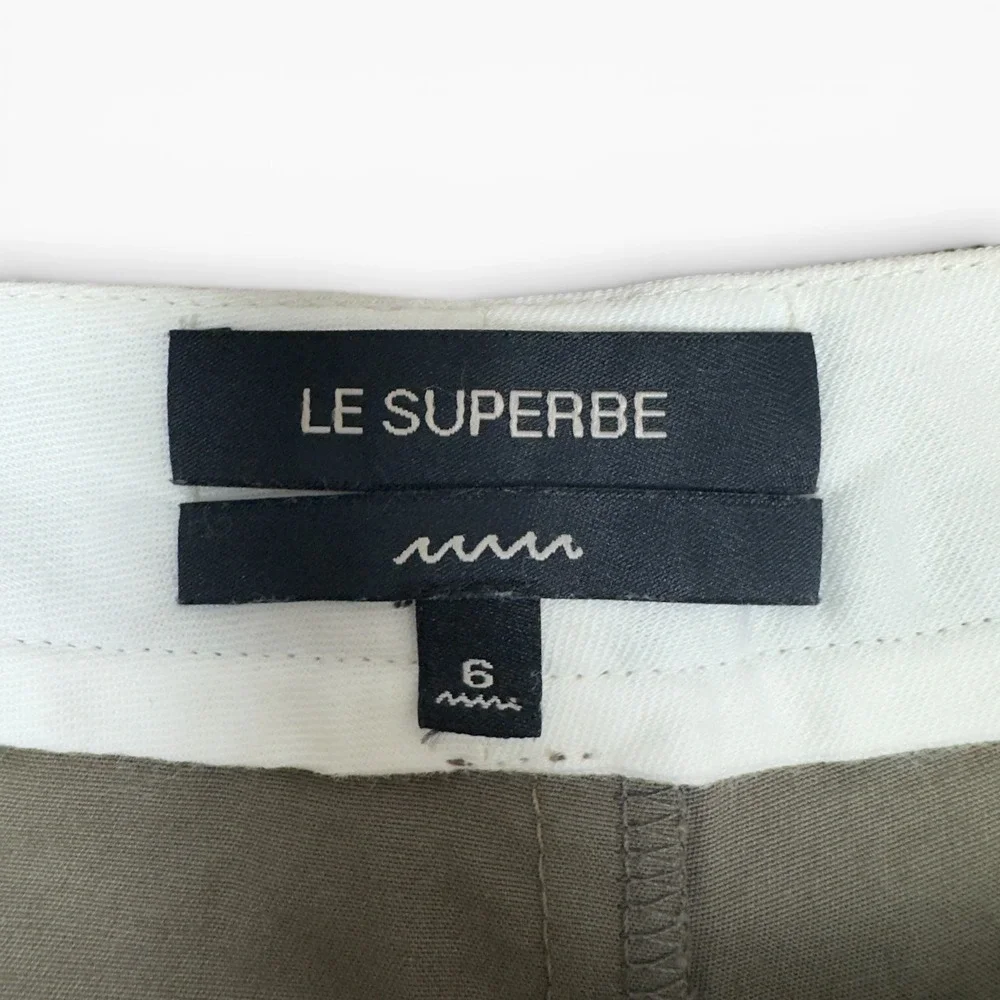 Le Superbe Racing Stripe Shorts Women 6 Olive Green Multi Color Side Tape Cotton
